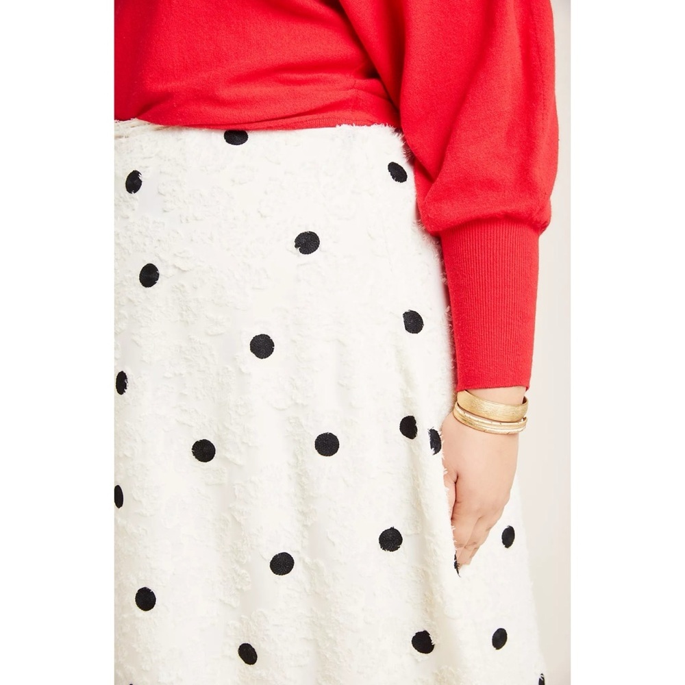 NWT Anthropologie Eri + Ali Andrea Textured Polka Dots Midi Skirt 1X Plus Size​ - Picture 6 of 13